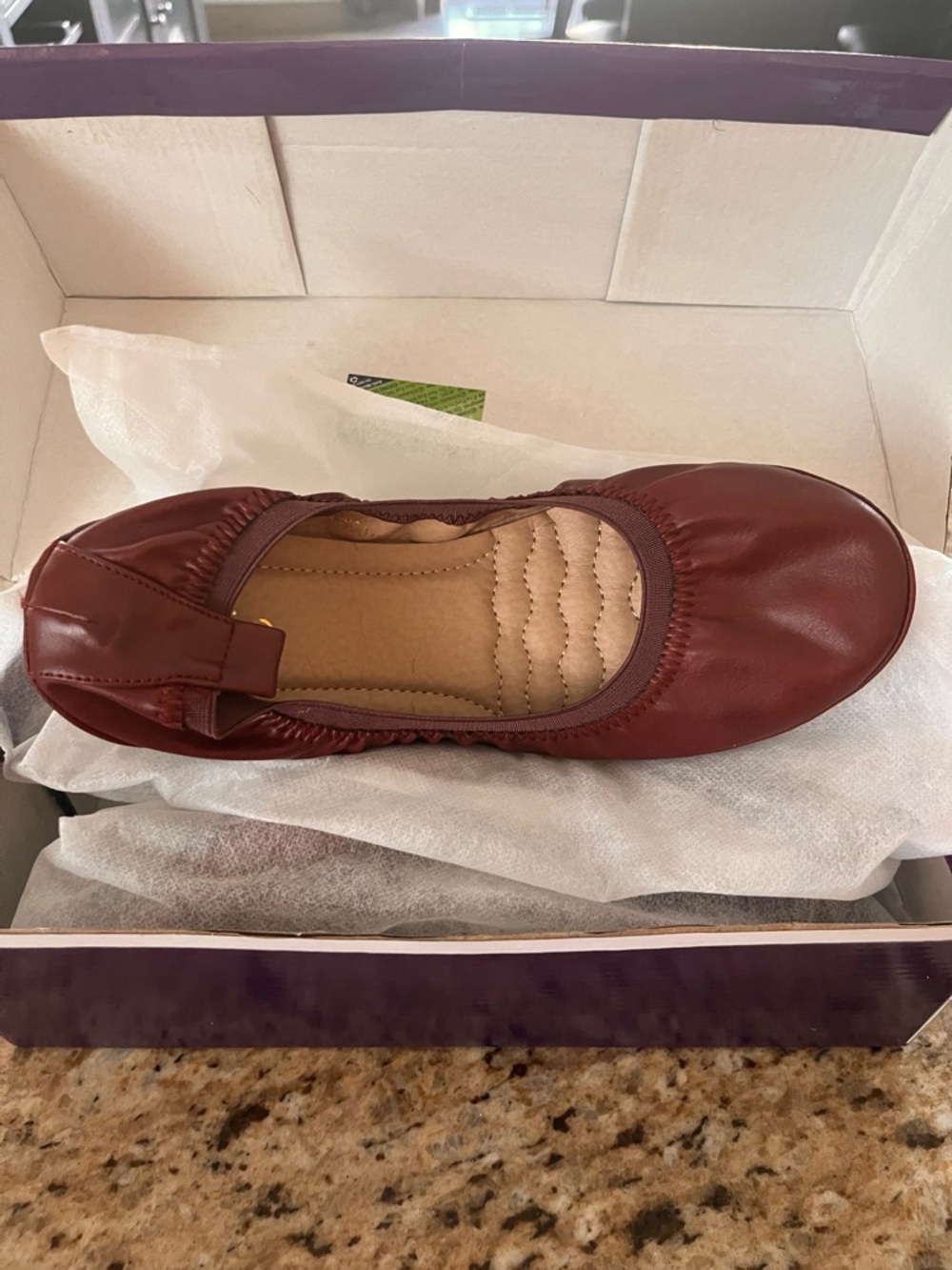 NEW Women's Foldable Ballet Flats - Burgundy
